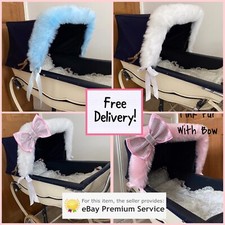 Luxury FUR HOOD TRIM for Silver Cross Traditional DOLLS Prams -Pink -White- Grey