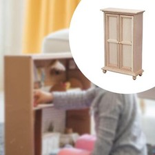 1/12 Dollhouse Wardrobe Mini Display Cabinet DIY Fitments Decorative Wooden