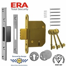 DEADLOCK 64mm FORTRESS 2.5" CLASSIC ERA 5 LEVER BS BRITISH STANDARD SATIN CHROME