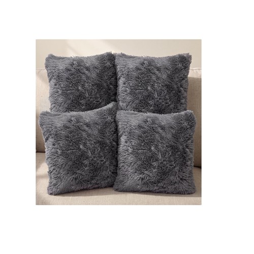 Charcoal faux fur cushion - fur,