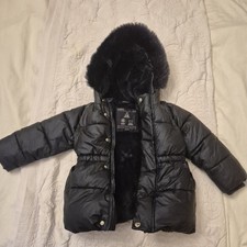 M&S Girls Fur Lined Navy Coat