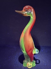 Murano Glass Duck Ornament Red