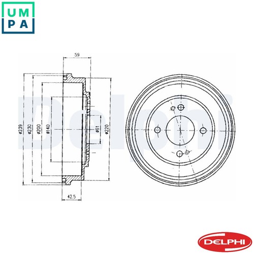 Brake drum bf208 - 2x, honda
