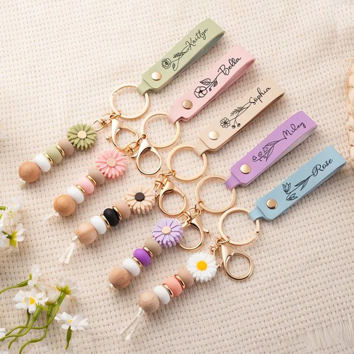 Personalized leather keyring - personalized,