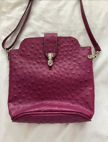 Pink handbag ostrich effect - handbag,
