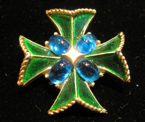 Crown trifari green enamel - crown, 4