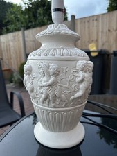 Vintage Cherubs Plaster Hand Painted Table Lamp 38cm Tall Possibly Italian Art