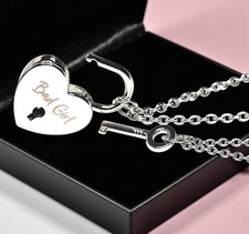Silver heart padlock - heart, key