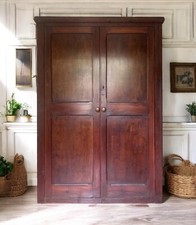 Antique Victorian Solid Pitch Pine School Larder Hall Toy Cupboard