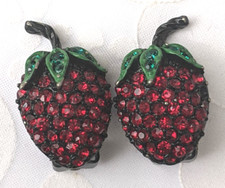 Unusual Strawberry Glass Stones Clip On Earrings