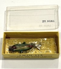 Antique vintage RARE Fred Arbogast Twin tin Liz fishing lure tackle NOS SEALED!