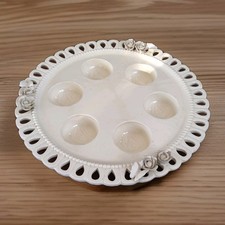 Vintage Deviled Egg PLATTER EASTER Holder Service Tray Dish Eggs or Tea-Lights
