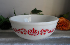 VINTAGE PYREX LARGE RED SCROLL