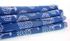 2.5 Yard Tree Of Life Hand Block Print Fabric Indian Cotton Indigo Blue Fabric