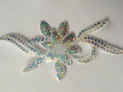 Sequined applique flower motif