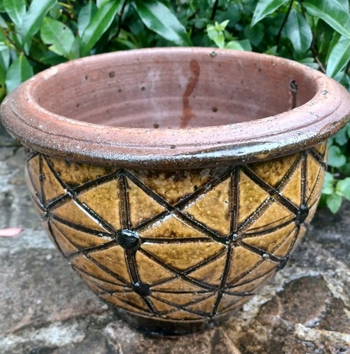 Glazed terracotta planter pot