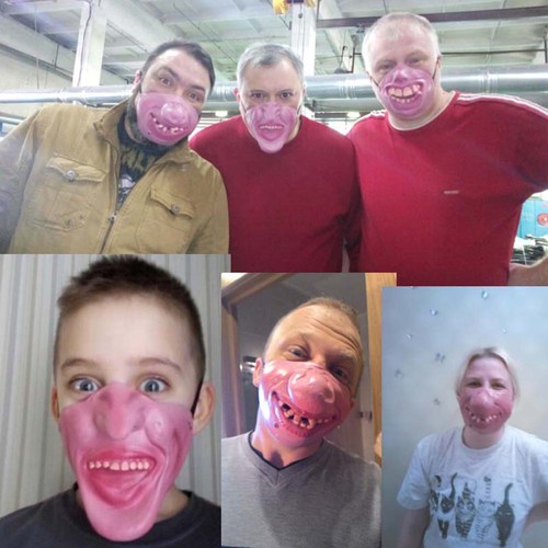 Scary latex clown half mask - latex,