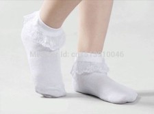 Girls Frilly Lace White Ankle