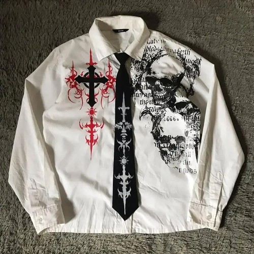 Y2k gothic skull print short - gothic,