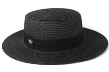 Classic Black Boater with Bee Accent