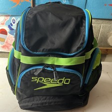 Speedo Teamster 35L Swim Backpack Neon Green Blue Swimming Water Pool Sports Bag