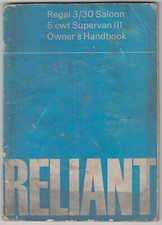 Reliant Regal 3/30 Saloon & 5cwt Supervan III 1968 original Owners Handbook poor