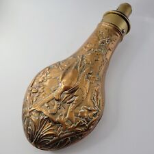 ANTIQUE HAWKSLEY VICTORIAN LEATHER HUNTING POWDER SHOT FLASK
