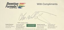F1 Motor Racing : Tom Walkinshaw -  Signed Autograph Benetton Compliment Slip