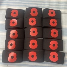 JUNIOR SIZEx15 Remembrance Day Poppy Armbands Football Sports Memorial Armbands 