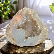 Angel Aura Quartz Geode Half