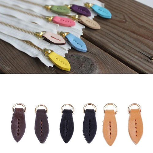 2pcs leather zipper pull - leather,