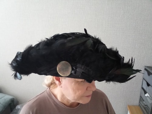 Black feather pirate hat - black,