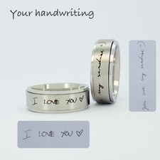 Your Hand Writing Titanium Stress Release Spinner Ring Personalised Engraved