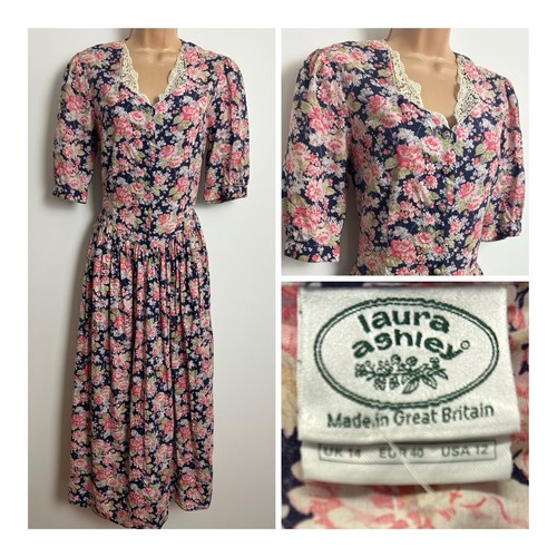 Vintage 80s laura ashley navy - 80s,