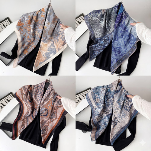 Vintage floral square scarf - floral,