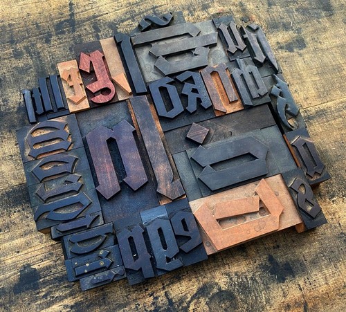 Letterpress gothic wood - letterpress,