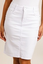 Ladies G Smack Knee Length Denim White Skirt - BNWT