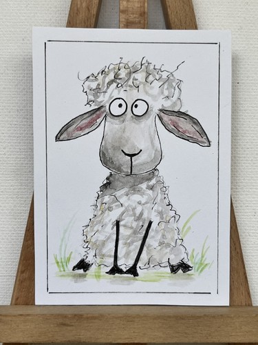 Aceo original art sheep - aceo, –