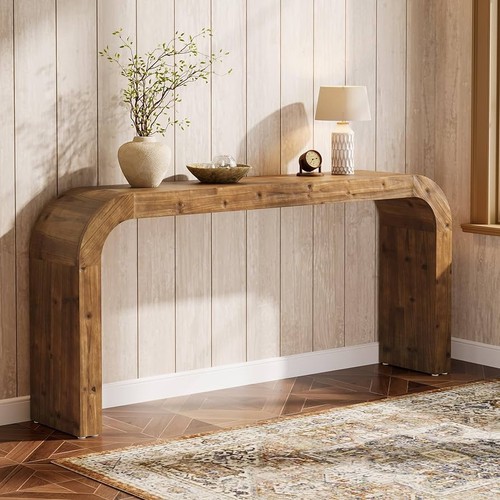 Curved wooden console table - wooden,