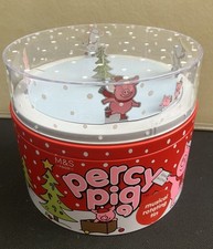 M&S Percy Pig Christmas Working Musical Rotating Gift Cake Tin Set Empty Winter