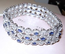 DIAMONIQUE *RARE* 2CM WIDE MULTI LAYER TENNIS BRACELET STERLING SILVER 7.25" QVC