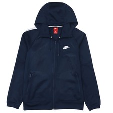 Nike 90's Swoosh Full Zip Up Hoodie Medium Navy Blue