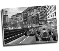 Vintage Racing Car Race Scene Canvas Print Wall Art 30x20" A1