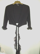 Grey Bolero Cardigan Med, Mais Il Est Ou L,e Soleil, frill, cropped, 3/4 sleeve