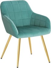 WOLTU Kitchen Dining Chairs Velvet Armchairs with Padded Seat Backrest Metal Leg