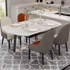 2 in 1 Extendable Kitchen Dining Table Drop Leaf High Gloss with Metal Tube Legs