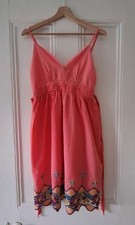 Orange Summer Butterfly Embroidered Strap Dress Tie XS UK 6-8 Festivals Holiday