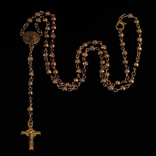 Silver stainless steel rosary - silver,