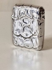 Antique Victorian Silver Novelty Crocodile Skin Vesta Case LAWRENCE EMANUEL 1892