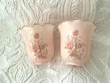 2 Vintage Glass Floral Lamp